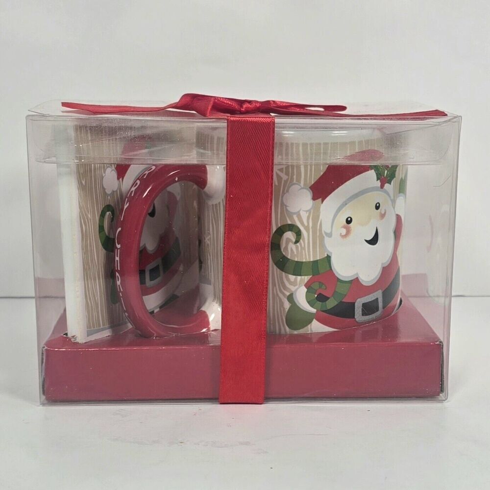 Celebrate It Merry Christmas Noel Santa Mug & Coaster Set‎ Holiday Gift 12oz